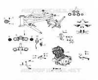 QUADRO / T DE SUSPENSÃO/ PEDAL DE MUDANÇA DE ENGRENAGEM / PEDAL DE FREIO